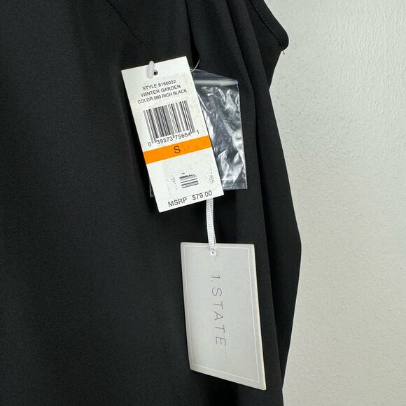 1.State | NWT Winter Garden Rich Black Cold Shoulder Lightweight Flowing Blouse - Picture 11 of 12